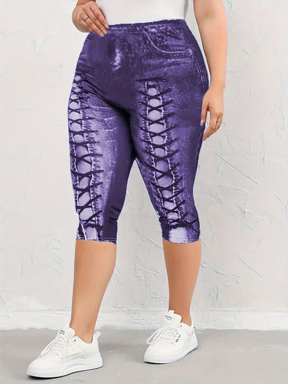 Denim Print Capri Leggings for Effortless Style