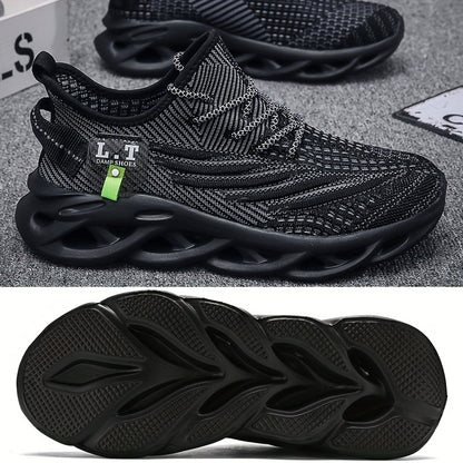 Men's Knit Lightweight Comfy Breathable Lace Up Running Shoes