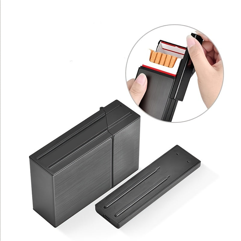 Flame on the Go: 2-in-1 20pcs Cigarette Capacity Case Box with USB Lighter"