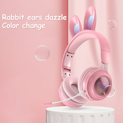 Hop into Fun with Cute Anime Rabbit Ear Headphones – Wireless and Luminous!