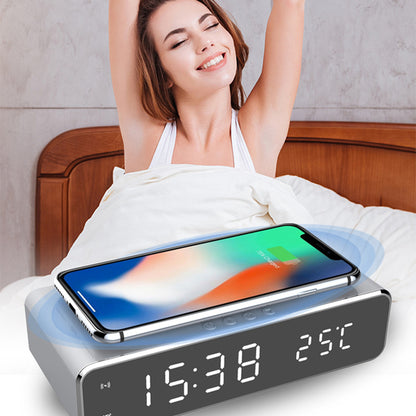 Wireless Charger LED Alarm Clock: Modern, Sleek, Multi-functional Desk Decor