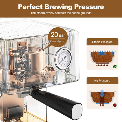 Espresso Machine 20 Bar Pressure Cappuccino Latte Maker