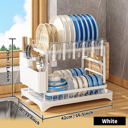 "2 Tier Dish Drying Rack Set - Organize and Dry with Ease