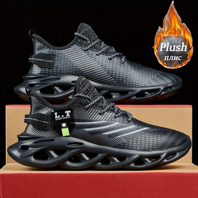 Men's Knit Lightweight Comfy Breathable Lace Up Running Shoes