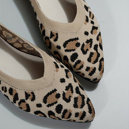 Women's Slip-on Casual Leopard Print Pointed Toe Flat Shoes