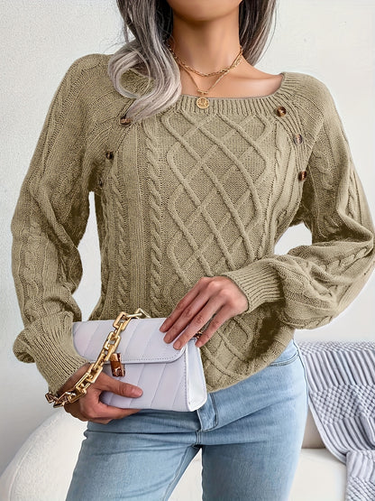 Cozy Elegance: Solid Cable Knit Sweater