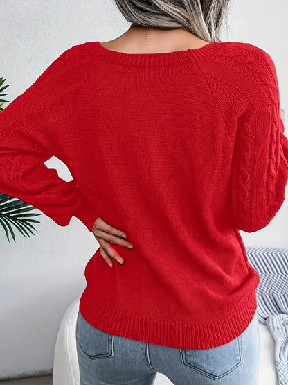 Cozy Elegance: Solid Cable Knit Sweater