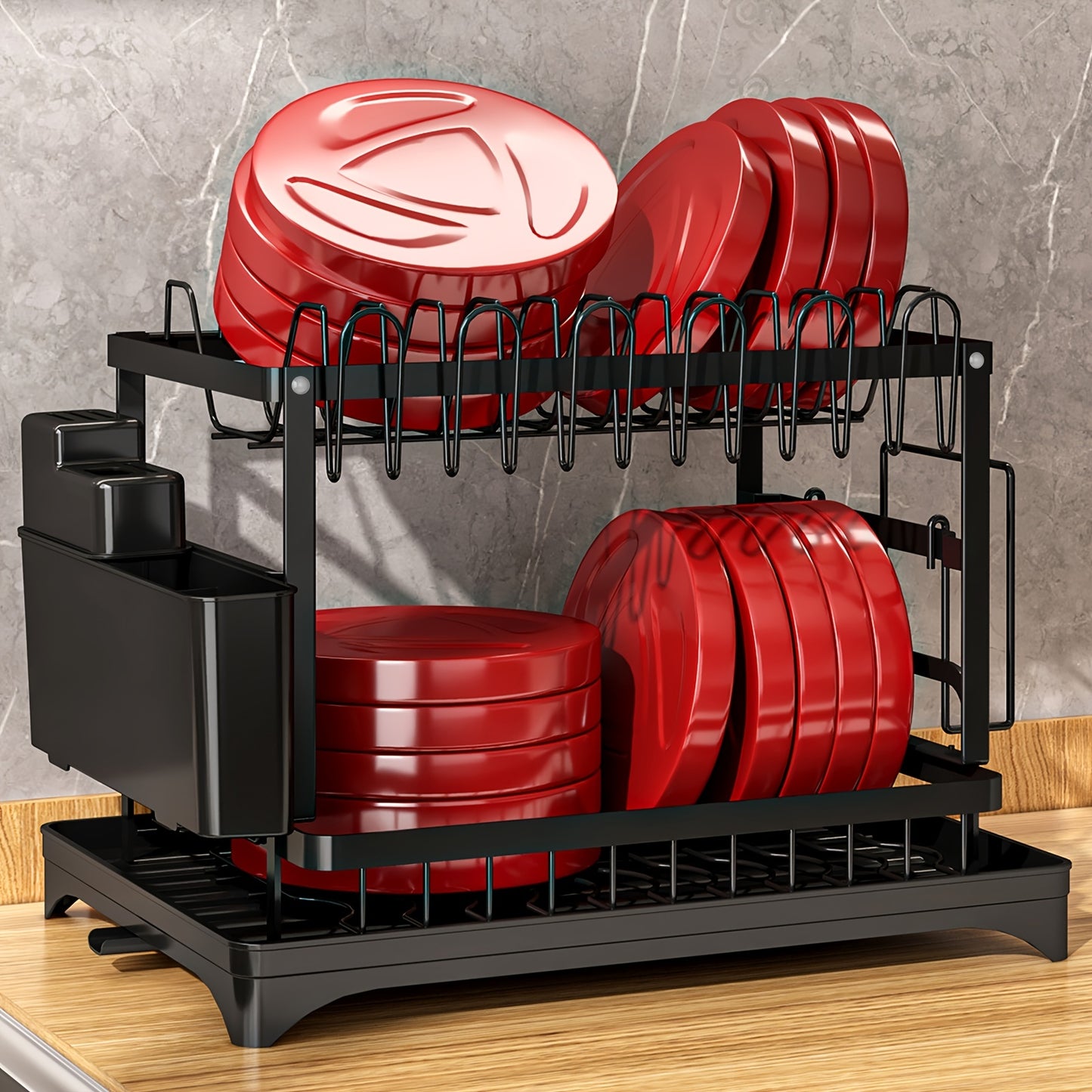 "2 Tier Dish Drying Rack Set - Organize and Dry with Ease