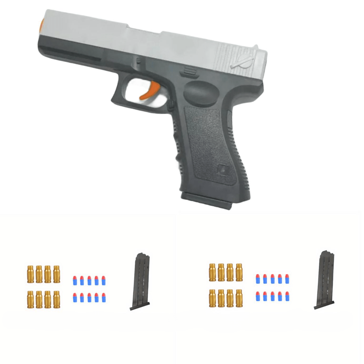 Locked and Loaded Fun: Soft Bullet Toy Gun with Cartridge and Pull Back Action