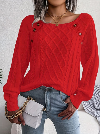 Cozy Elegance: Solid Cable Knit Sweater