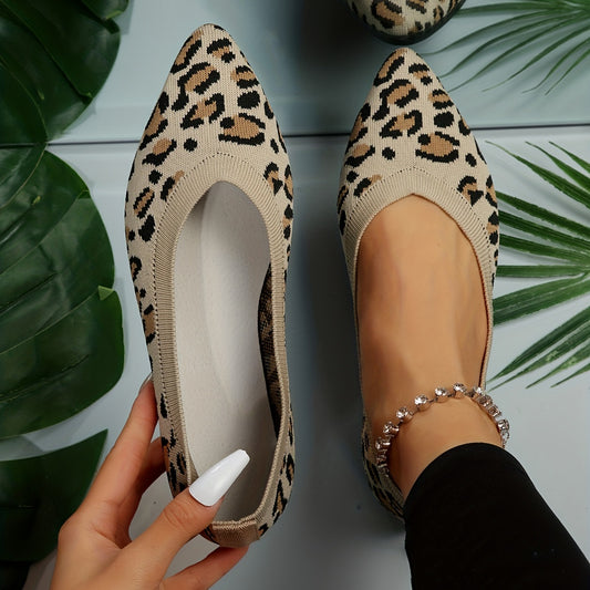 Women's Slip-on Casual Leopard Print Pointed Toe Flat Shoes