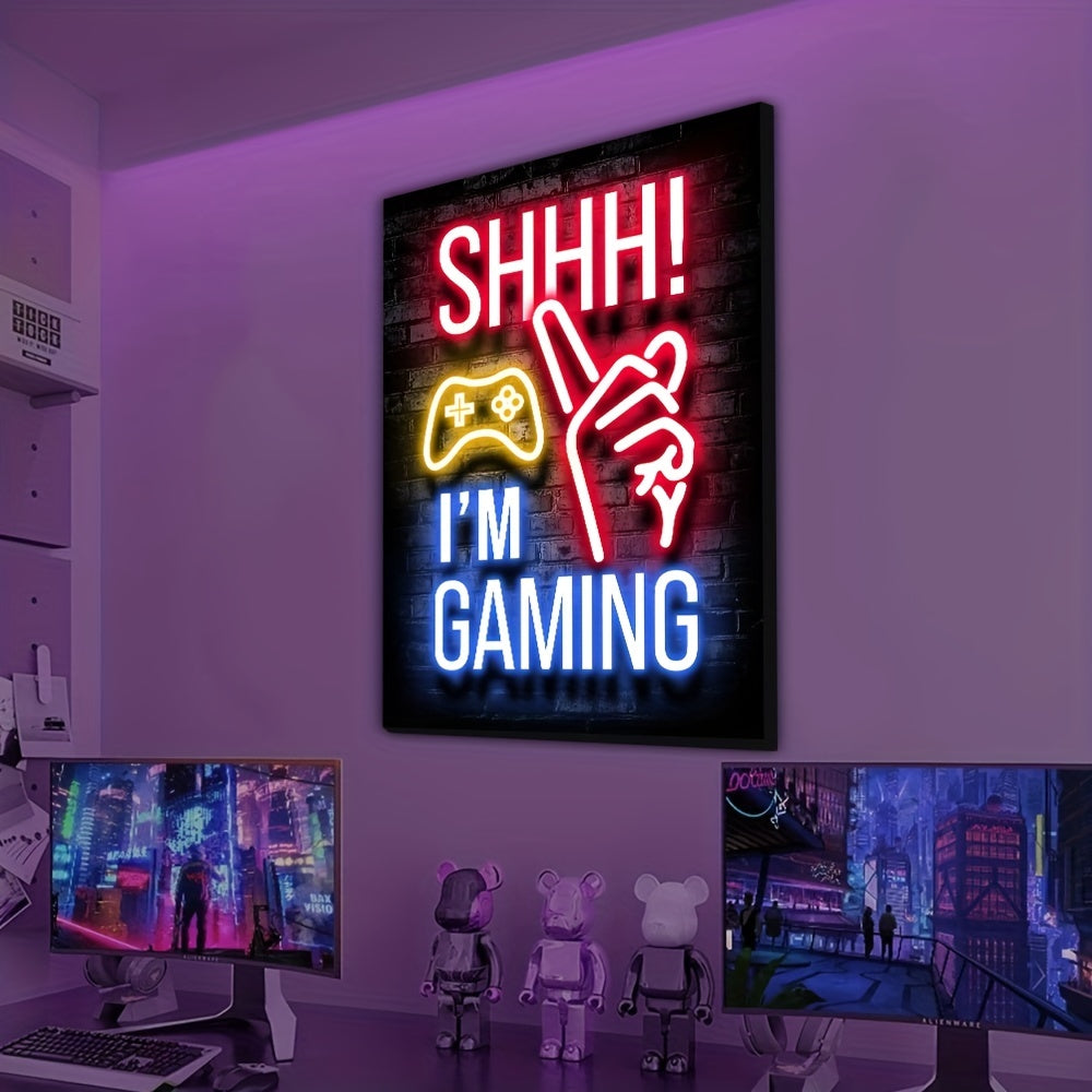 Neon Game Poster - Vibrant Canvas Painting