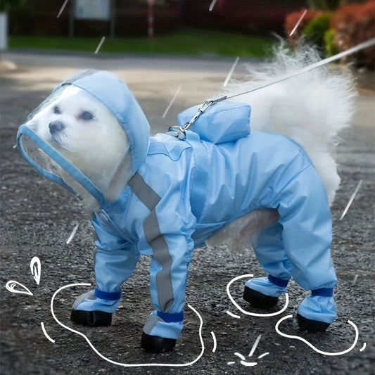 Puddle-Ready Pup: Pet Raincoat with Transparent Hat for Small to Medium Dogs