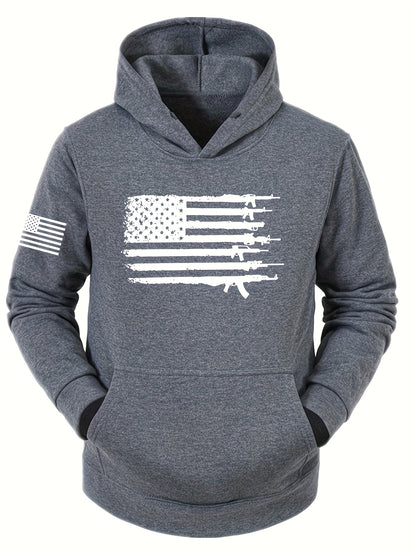 Men's Casual American Flag Graphic Print Hoodie - Oversized Comfort